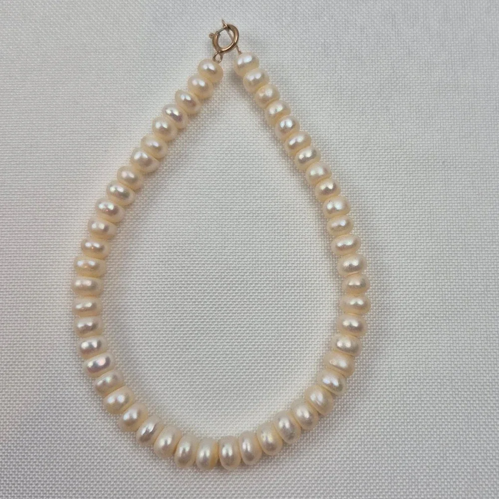 Vtg 10K Gold Pearl Bracelet 7.25